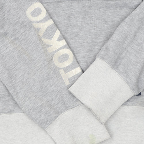 Superdry Men's Grey Pullover Hoodie Large Gym Graphic Print