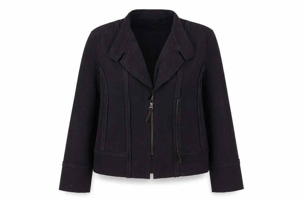 Front view of Sandwich women’s black xl casual full zip polyester jacket