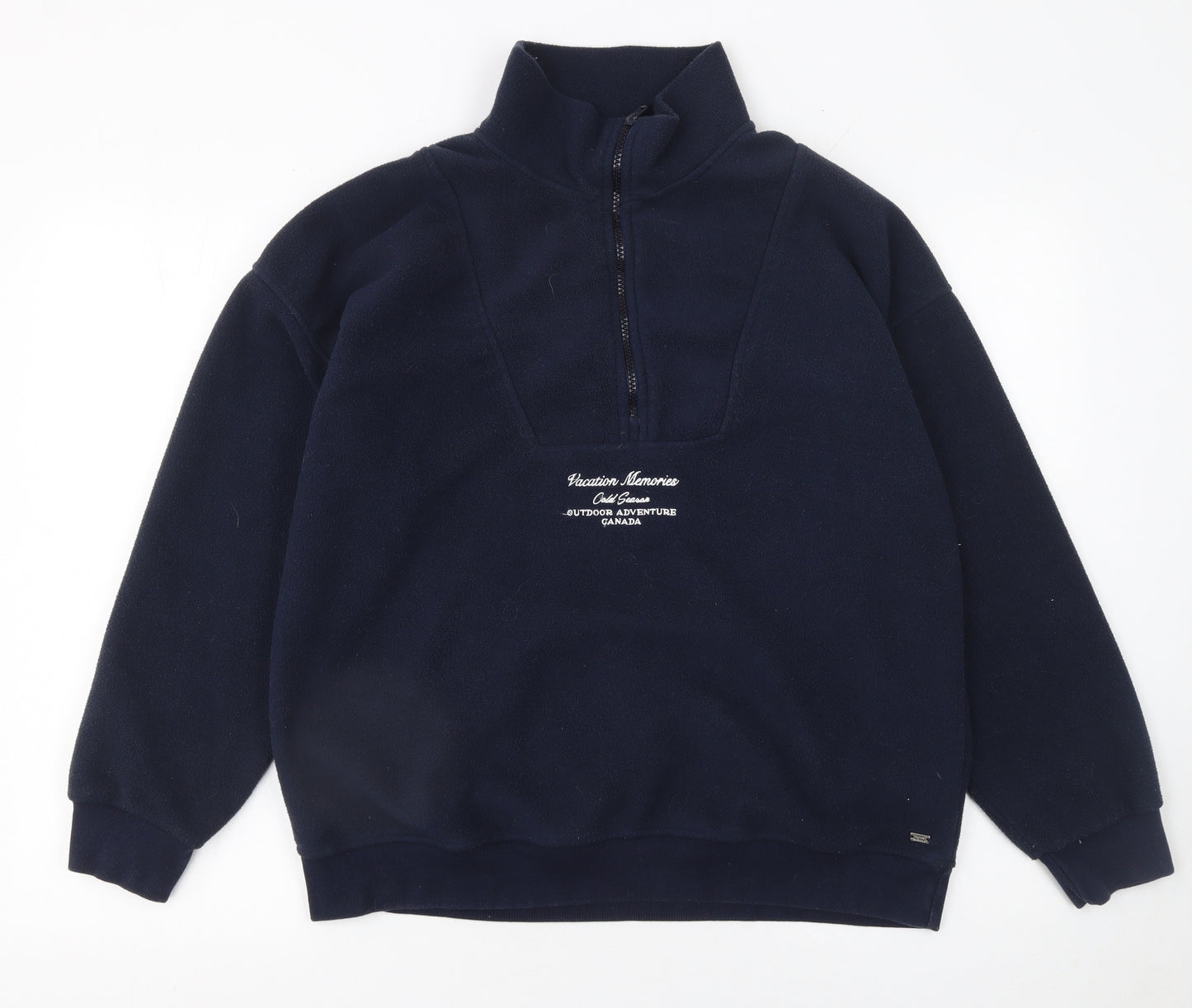 Pull&Bear Teens Navy Fleece 1/4 Zip Sweatshirt Size S
