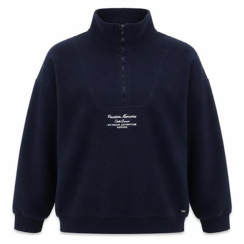 Pull&Bear Teens Navy Fleece 1/4 Zip Sweatshirt Size S