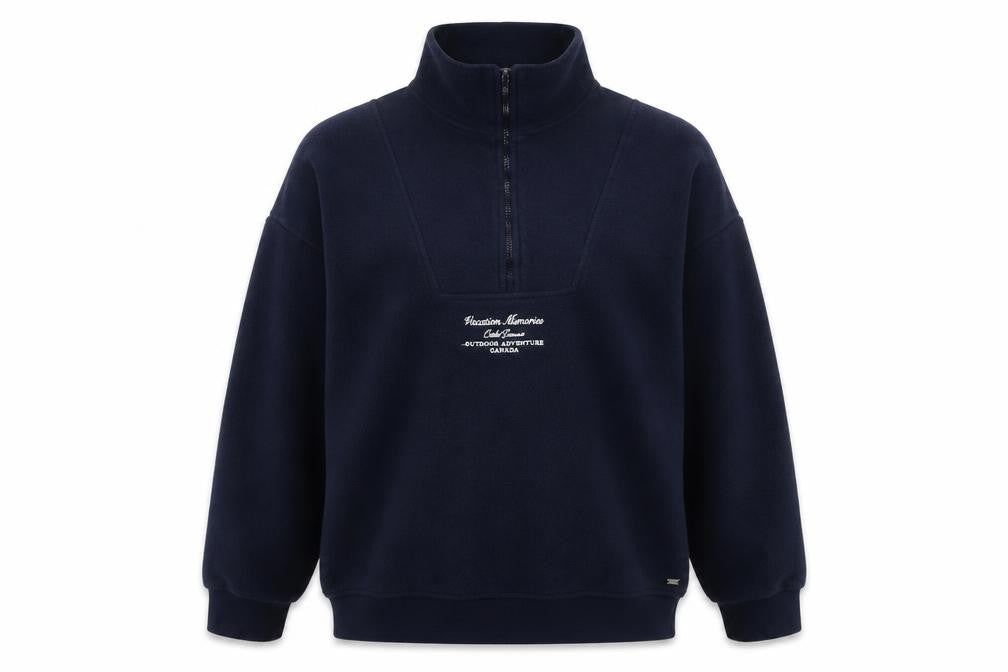Pull&Bear Teens Navy Fleece 1/4 Zip Sweatshirt Size S