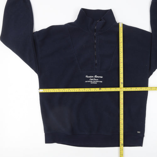 Pull&Bear Teens Navy Fleece 1/4 Zip Sweatshirt Size S