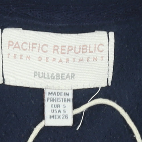 Pull&Bear Teens Navy Fleece 1/4 Zip Sweatshirt Size S