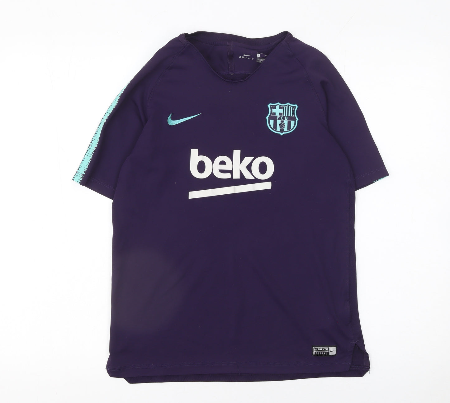 Nike Boys Purple FC Barcelona Dri-FIT Football Training T-Shirt XL 13-15 Years