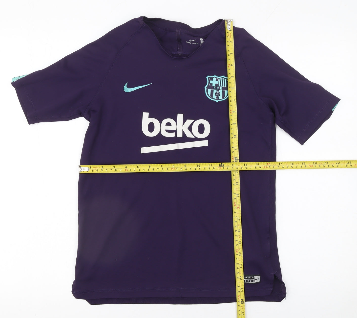Nike Boys Purple FC Barcelona Dri-FIT Football Training T-Shirt XL 13-15 Years
