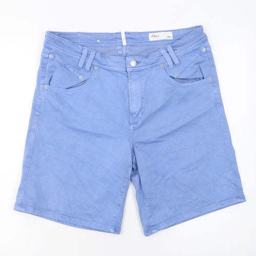 s.Oliver Women Blue W42 Bermuda Shorts Cotton Blend Casual