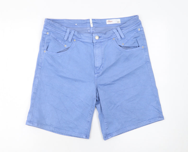 s.Oliver Women Blue W42 Bermuda Shorts Cotton Blend Casual