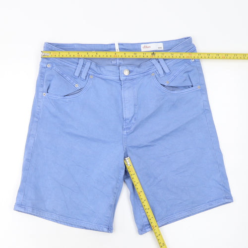 s.Oliver Women Blue W42 Bermuda Shorts Cotton Blend Casual