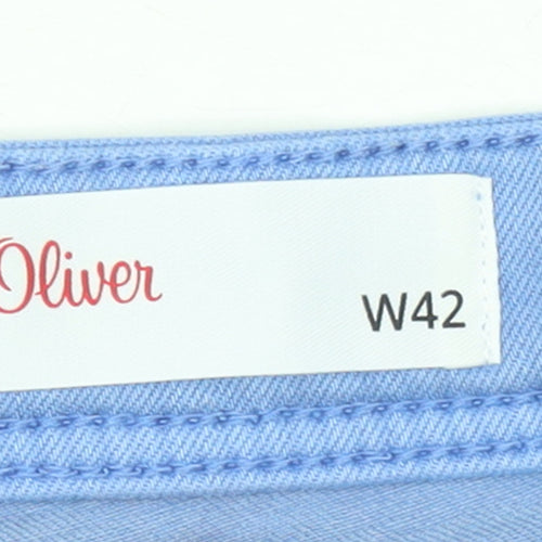 s.Oliver Women Blue W42 Bermuda Shorts Cotton Blend Casual