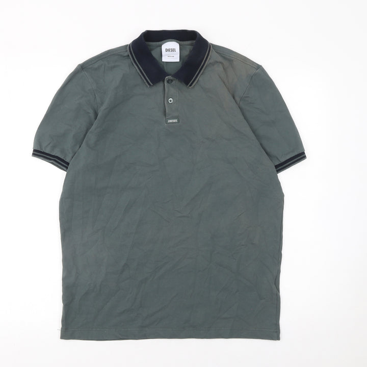 Diesel Men's Grey Cotton Elastane Polo Shirt Medium
