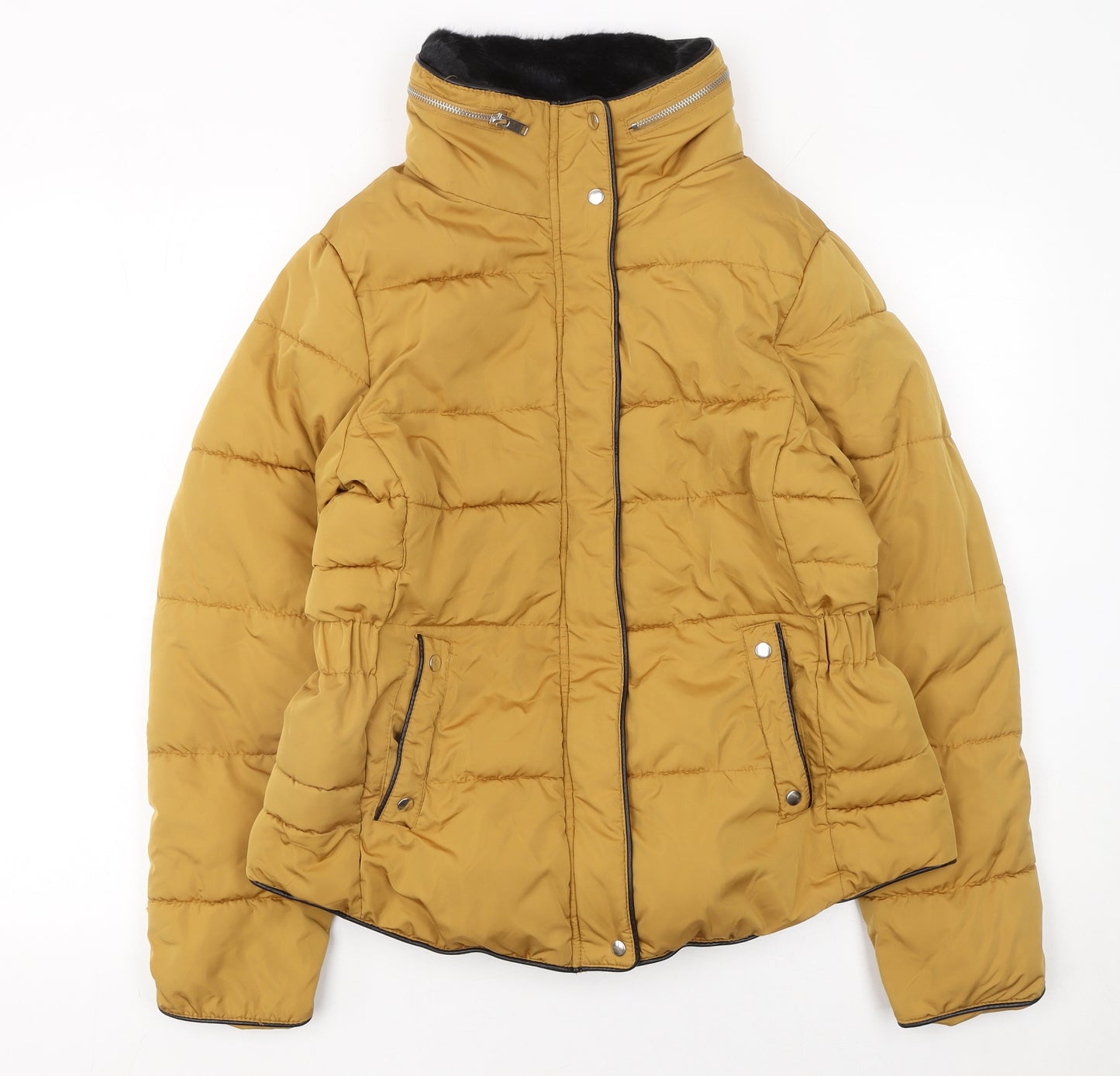 New Look Womens Yellow Puffer Jacket Size 14 Winter Coat