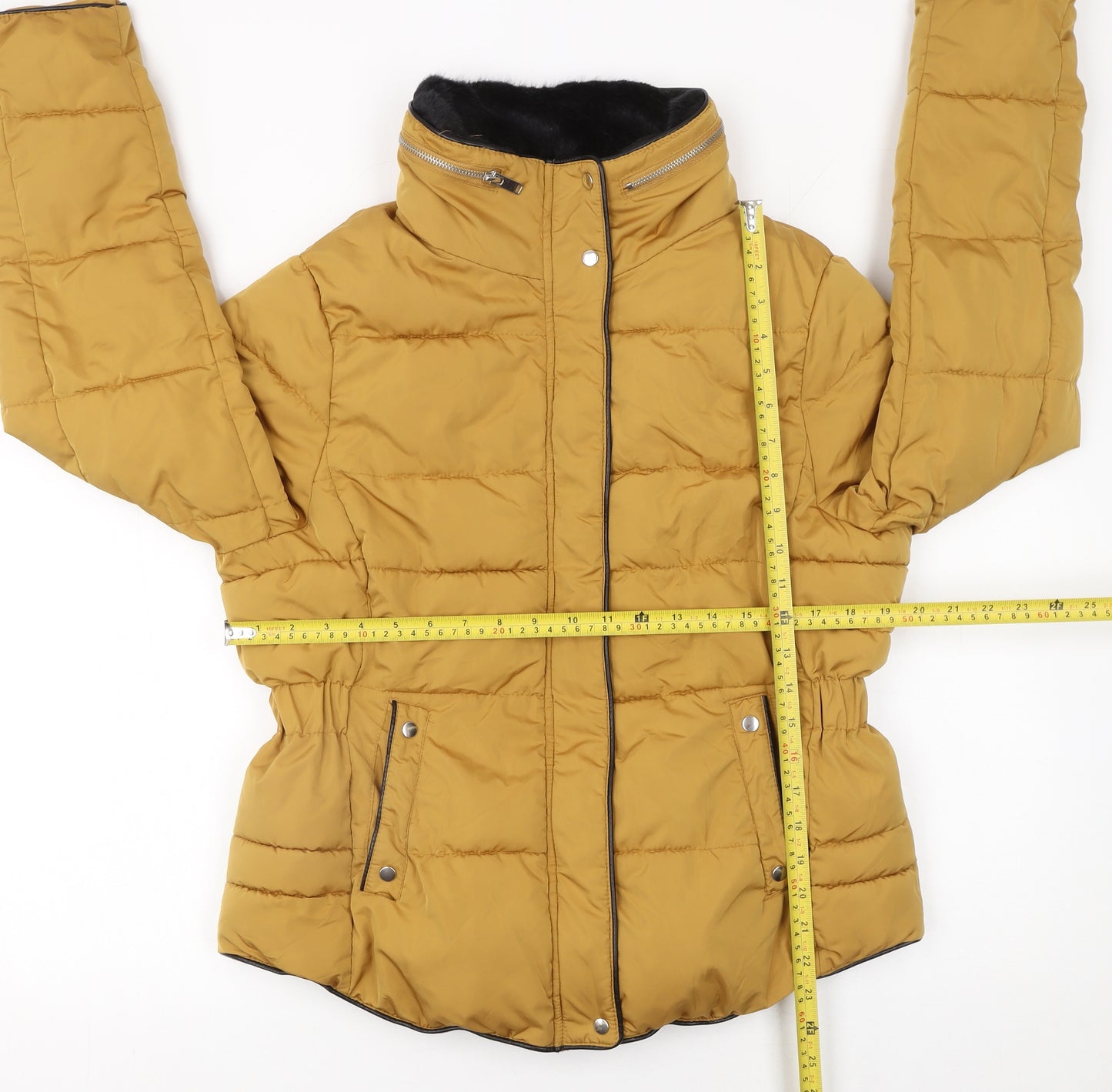 New Look Womens Yellow Puffer Jacket Size 14 Winter Coat
