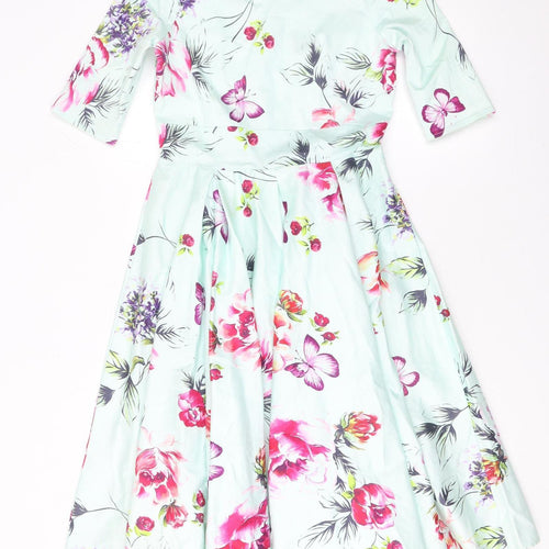 Little Wings Factory Womens Multicoloured Floral Fit & Flare Dress Size 8