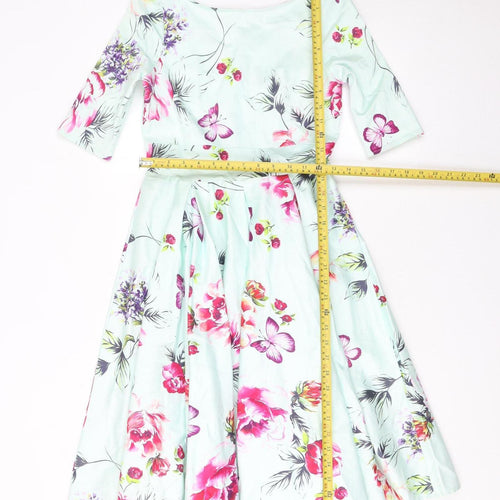 Little Wings Factory Womens Multicoloured Floral Fit & Flare Dress Size 8