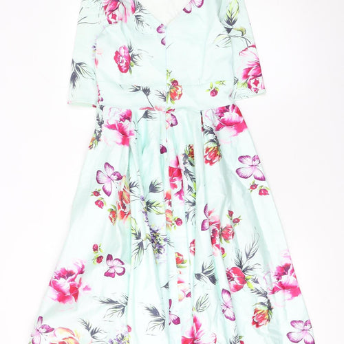 Little Wings Factory Womens Multicoloured Floral Fit & Flare Dress Size 8