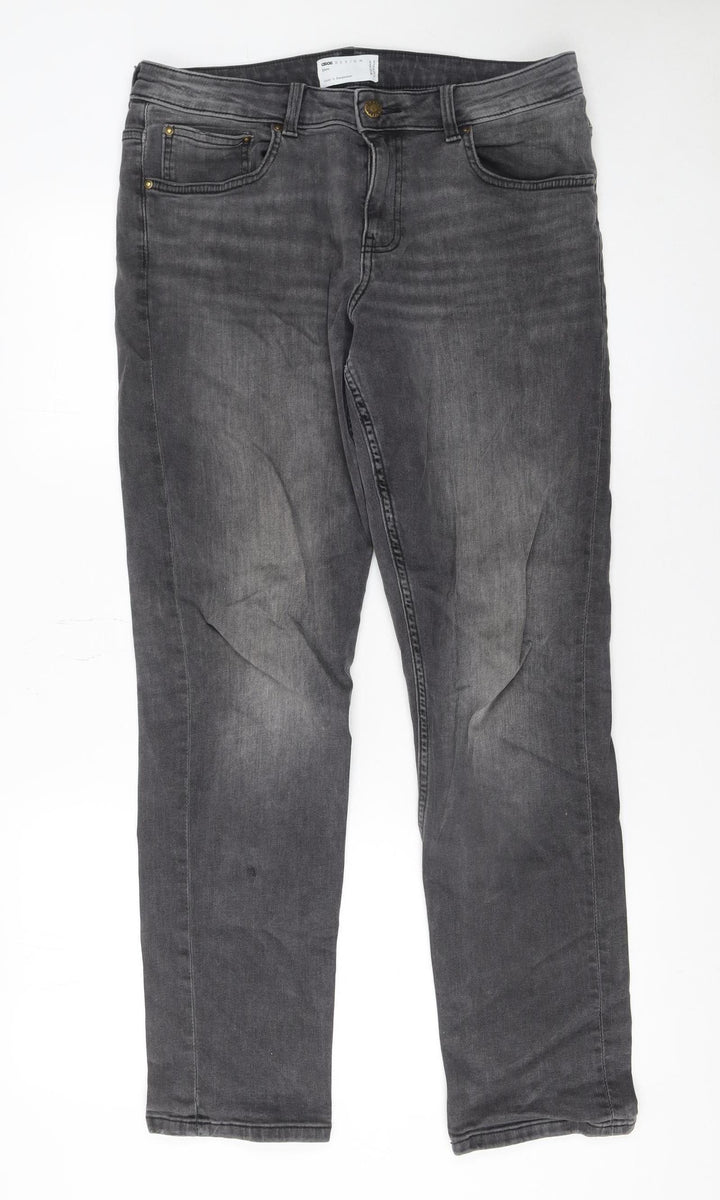 ASOS Design Men's Grey Straight Fit Stretch Jeans 32W 32L Denim