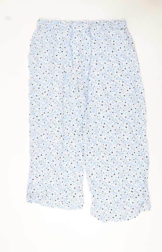 JD Williams Women's Blue Floral Cropped Viscose Trousers Size 20