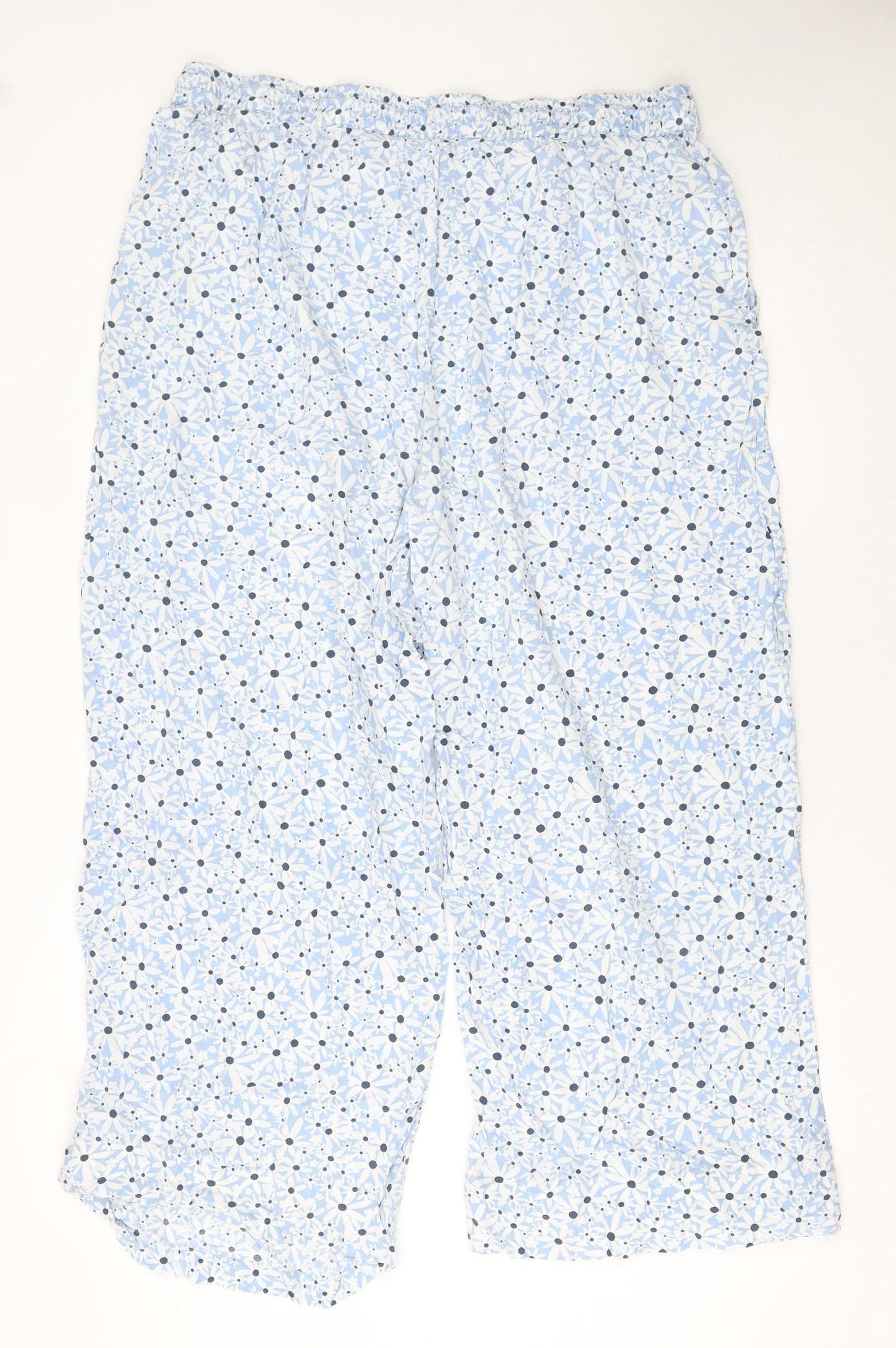 JD Williams Women's Blue Floral Cropped Viscose Trousers Size 20