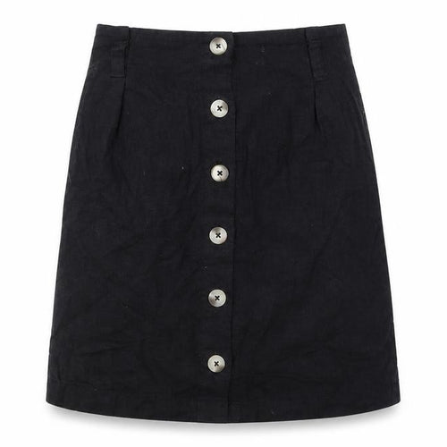New Look Women’s Black Linen Blend A-Line Button Skirt Size 6