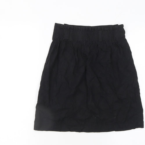 New Look Women’s Black Linen Blend A-Line Button Skirt Size 6