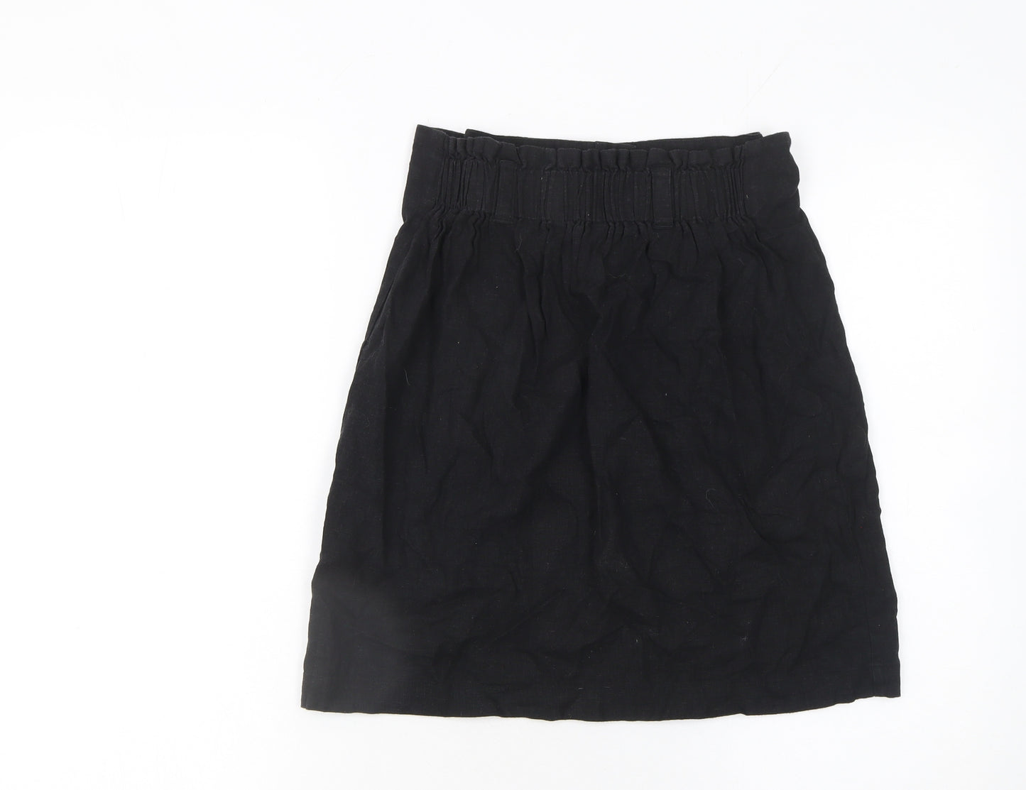 New Look Women’s Black Linen Blend A-Line Button Skirt Size 6