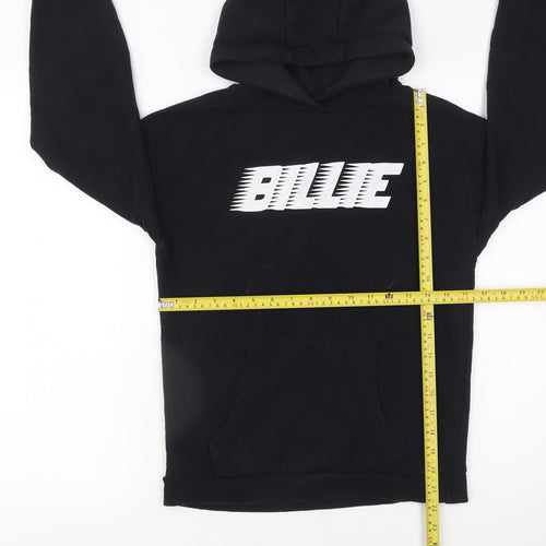 Primark Boys Black Hoodie 10-11 Years Pullover Fleece Graphic BILLIE Top