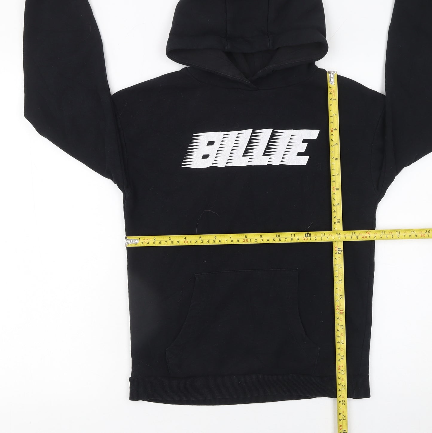 Primark Boys Black Hoodie 10-11 Years Pullover Fleece Graphic BILLIE Top
