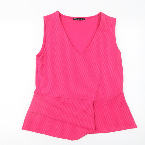 Definitions Women's Pink Sleeveless V-Neck Tunic Blouse Size 16