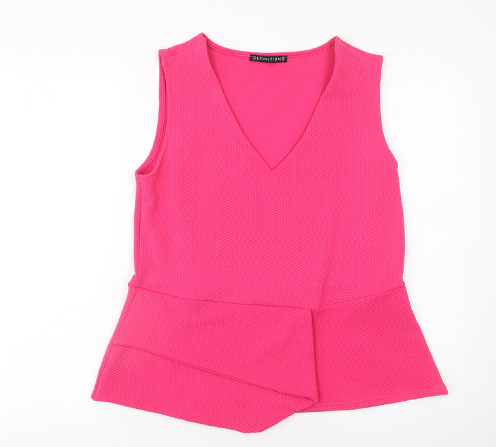 Definitions Women's Pink Sleeveless V-Neck Tunic Blouse Size 16