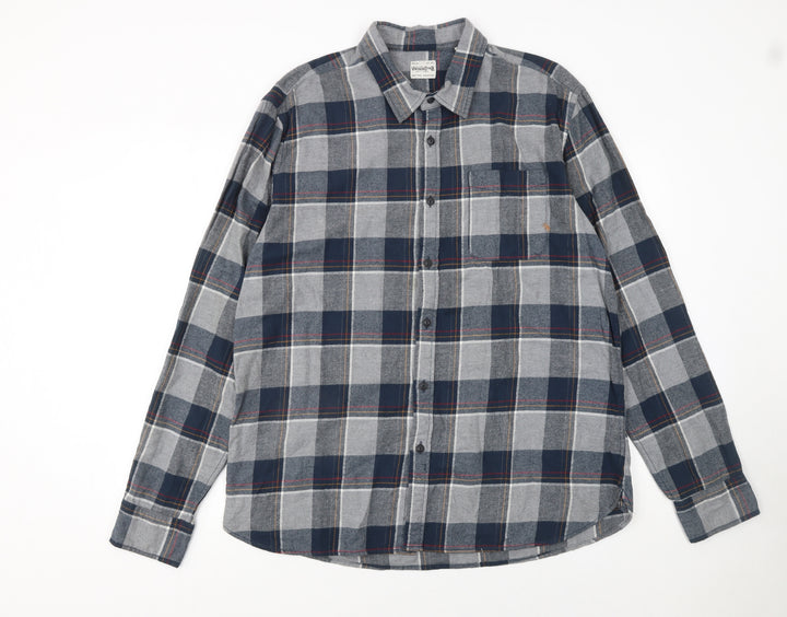 Jack & Jones Men's Blue Checked Flannel Button-Up Shirt XXL