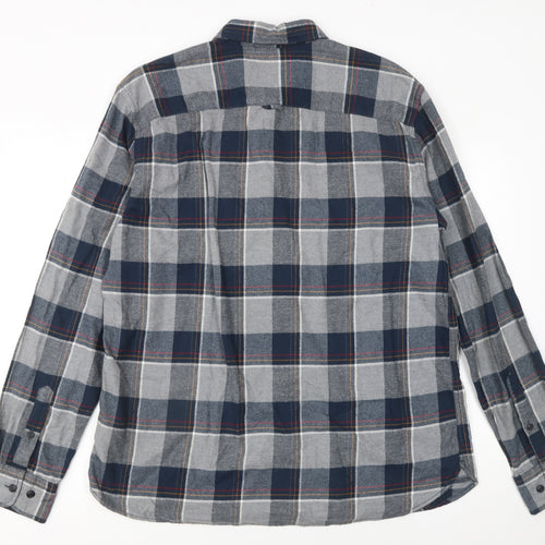 Jack & Jones Men's Blue Checked Flannel Button-Up Shirt XXL