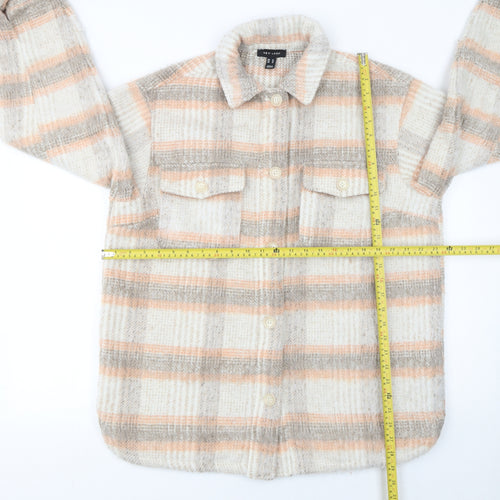 New Look Women’s Beige Checked Shacket Jacket Size 14 Button-Up Classic