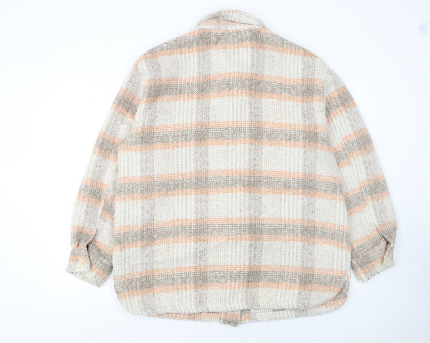New Look Women’s Beige Checked Shacket Jacket Size 14 Button-Up Classic