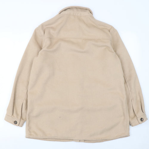 H&M Women Beige Mid-Length Button Basic Jacket Size S
