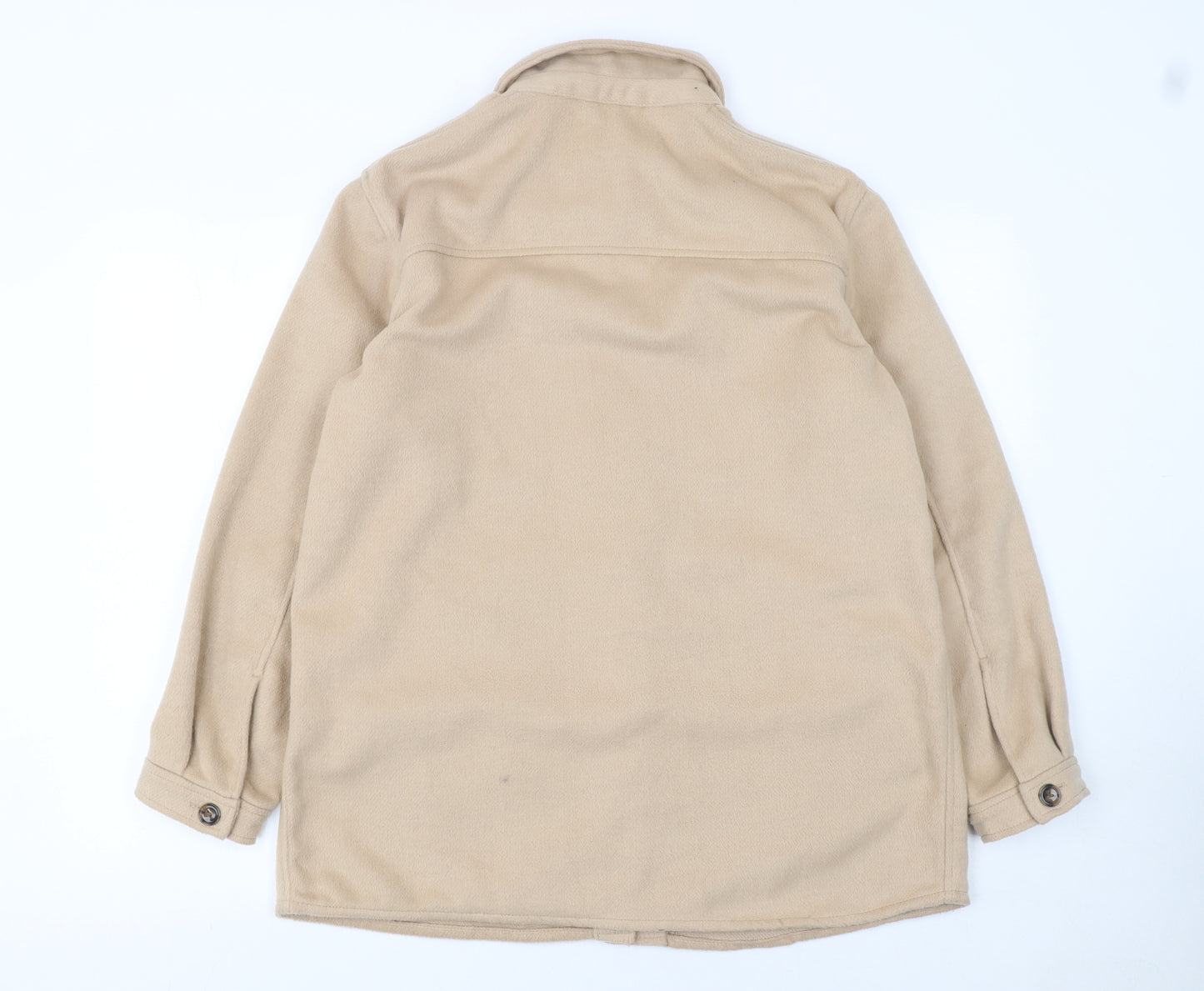 H&M Women Beige Mid-Length Button Basic Jacket Size S