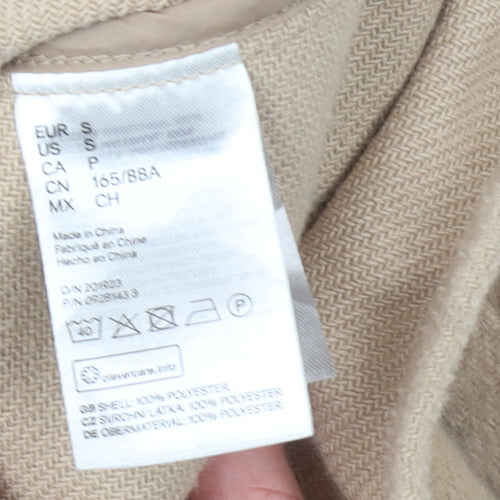 H&M Women Beige Mid-Length Button Basic Jacket Size S