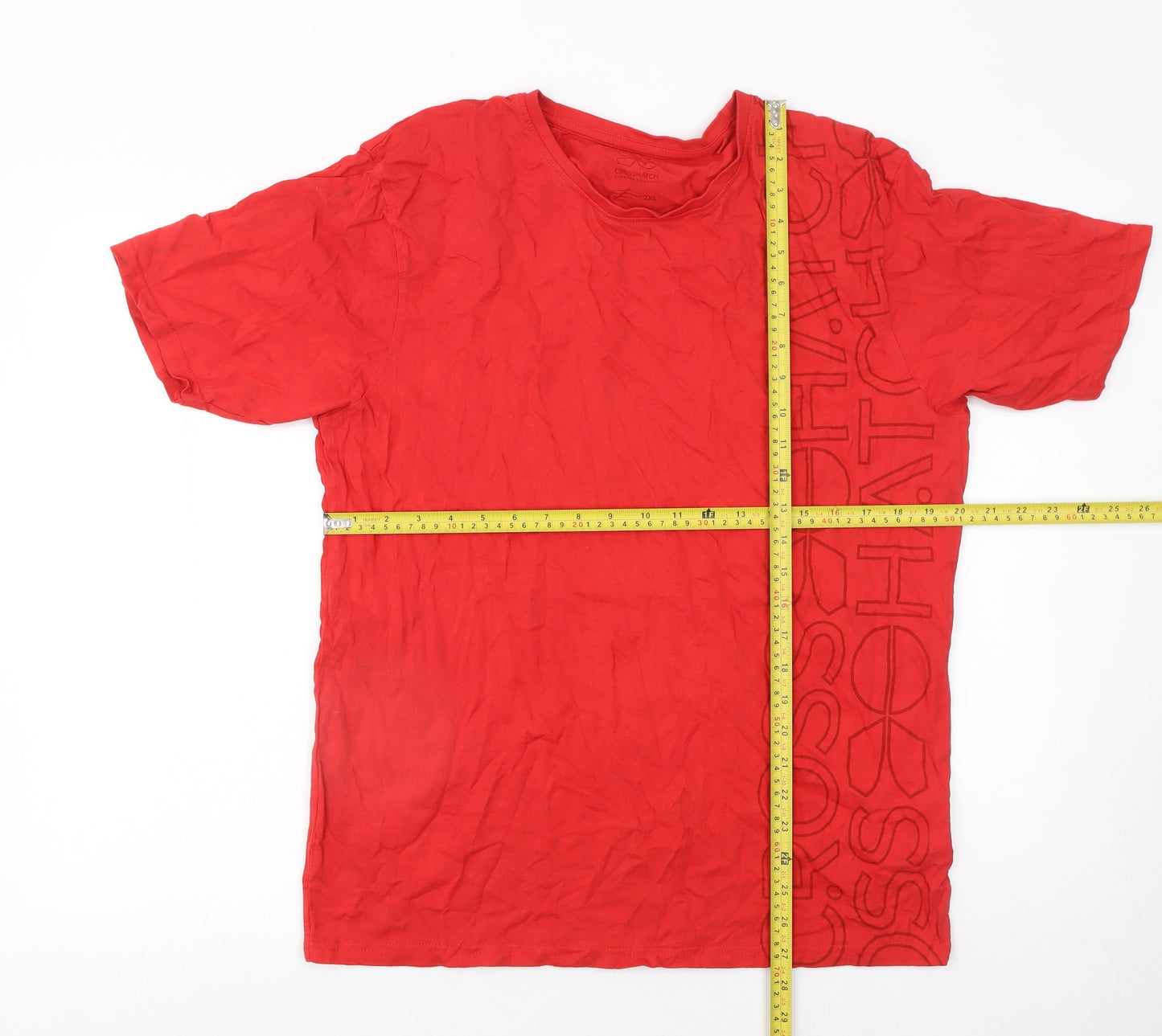 Crosshatch Men's Red 2XL Graphic Logo Cotton T-Shirt