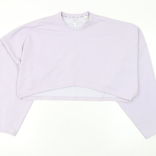 Adidas Women Lilac Cropped Pullover Sweatshirt UK 12-14 Studio