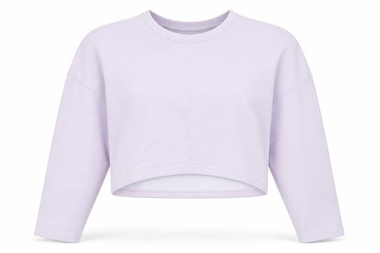 Front view of Adidas Women Lilac Cropped Pullover Sweatshirt UK 12-14 Studio
