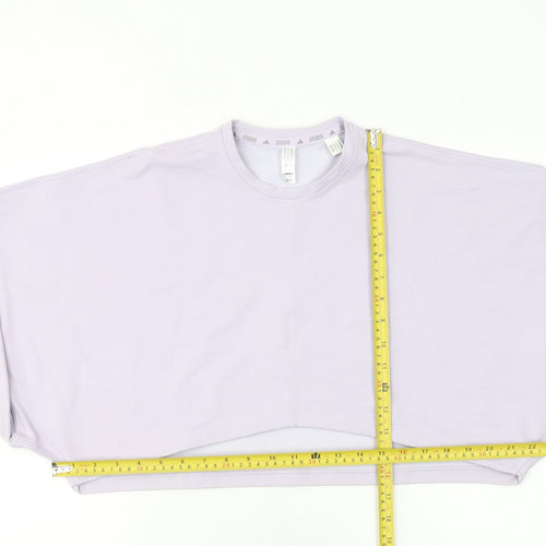 Adidas Women Lilac Cropped Pullover Sweatshirt UK 12-14 Studio