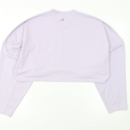 Adidas Women Lilac Cropped Pullover Sweatshirt UK 12-14 Studio
