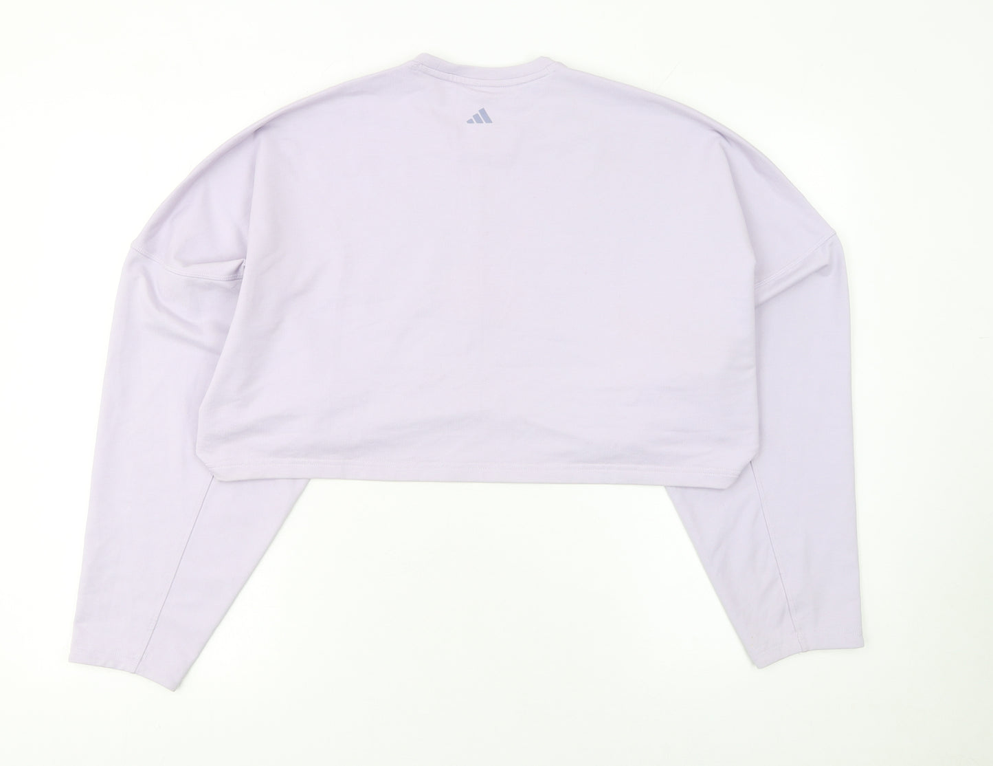 Adidas Women Lilac Cropped Pullover Sweatshirt UK 12-14 Studio