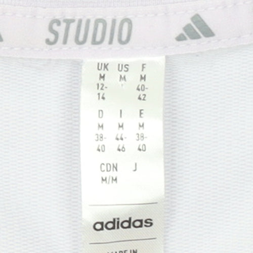 Adidas Women Lilac Cropped Pullover Sweatshirt UK 12-14 Studio