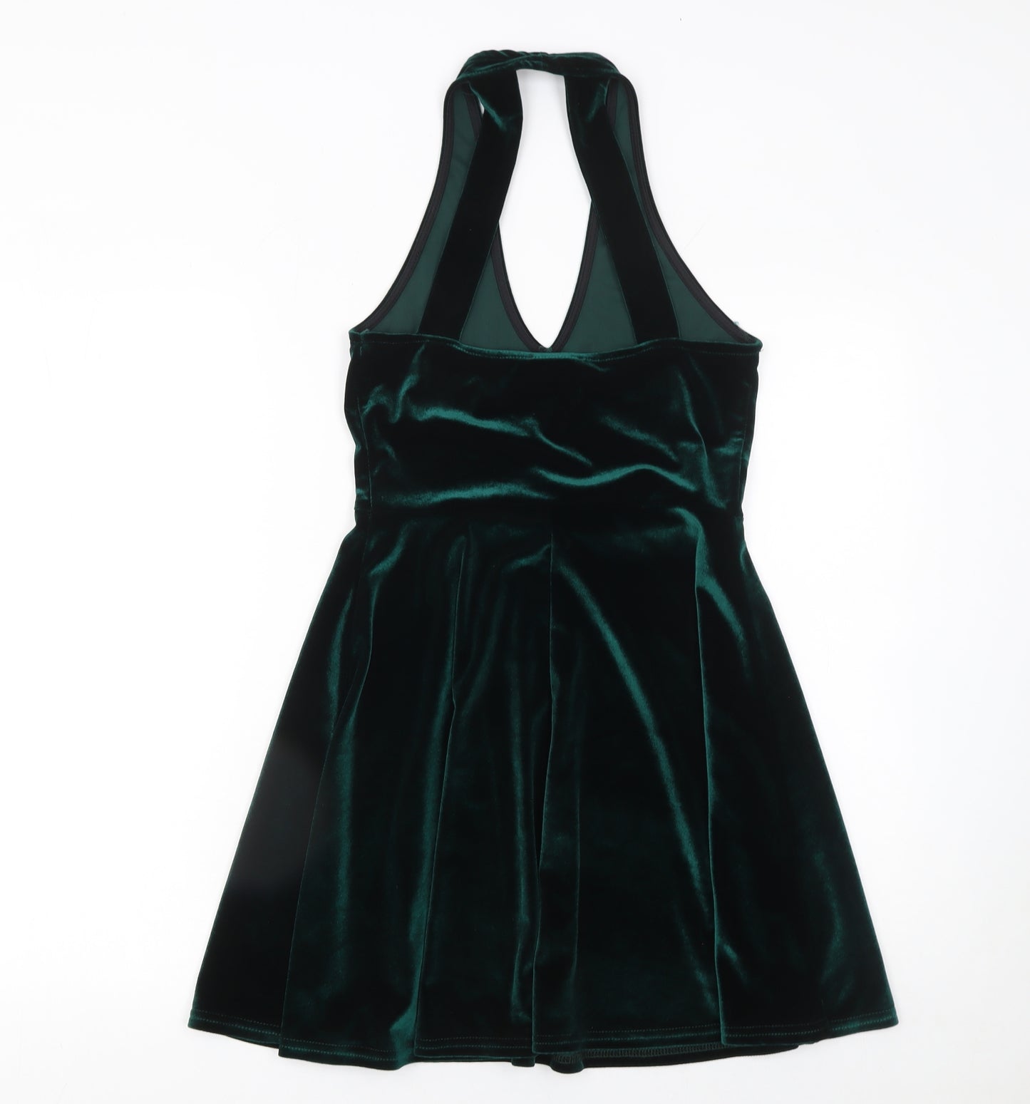 Pins and Needles Women’s Green Velvet Halter Skater Dress Size S