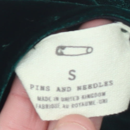 Pins and Needles Women’s Green Velvet Halter Skater Dress Size S