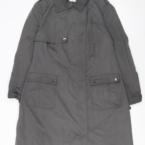Debenhams Women’s Grey Trench Coat Size 16 Long Lined Polyester