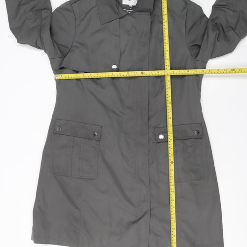 Debenhams Women’s Grey Trench Coat Size 16 Long Lined Polyester