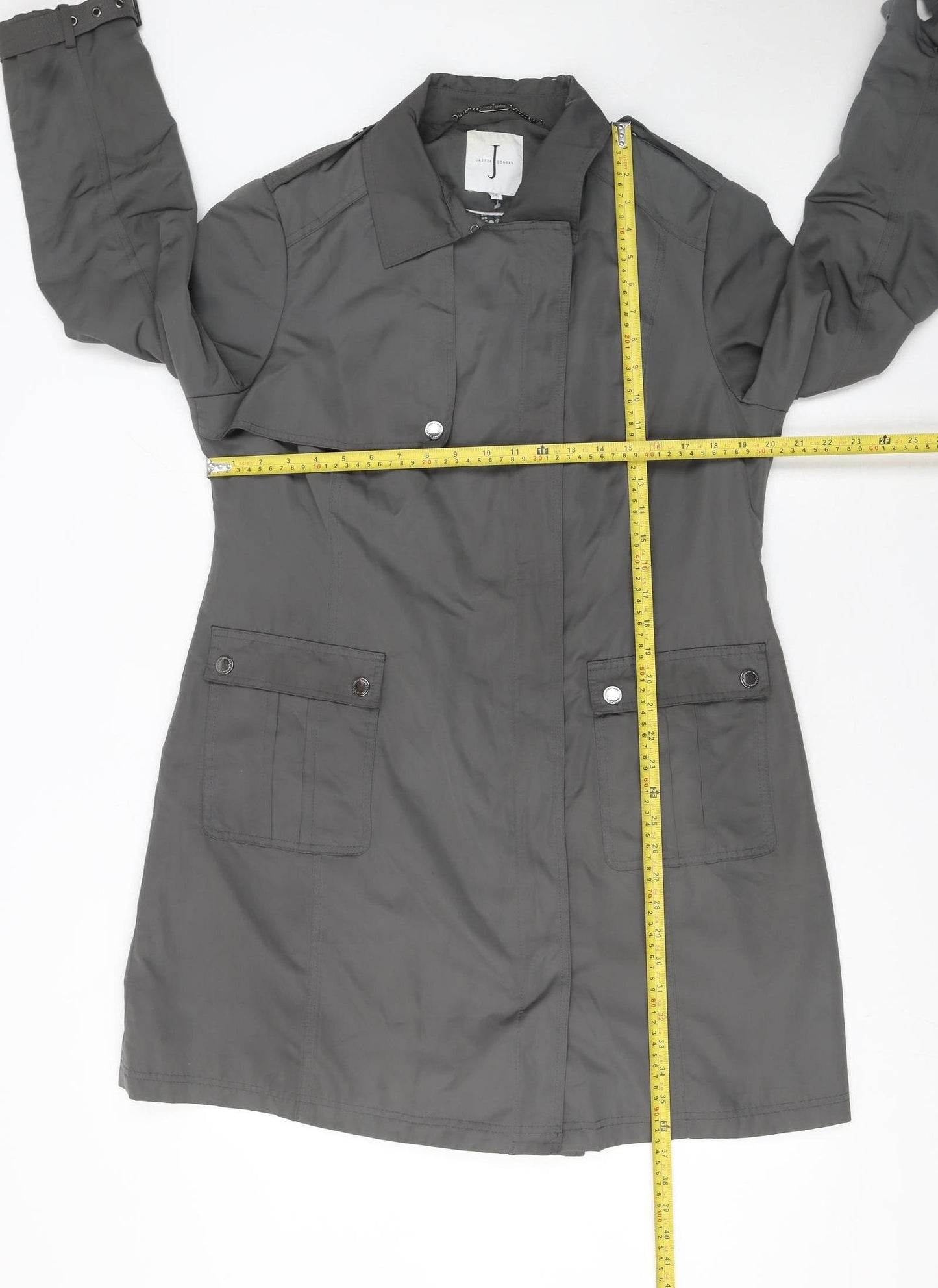 Debenhams Women’s Grey Trench Coat Size 16 Long Lined Polyester