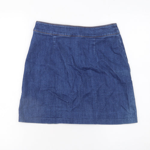 H&M Women Blue Denim Short Zip Front Pencil Skirt Size 10