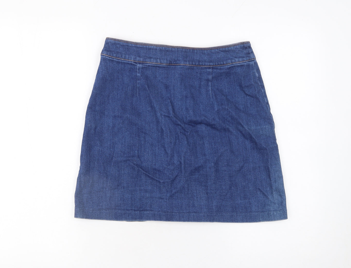 H&M Women Blue Denim Short Zip Front Pencil Skirt Size 10